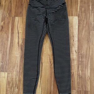 Lulu Lemon Black and White Striped Leggings
